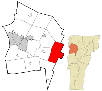 Location in Chittenden County and the state of Vermont