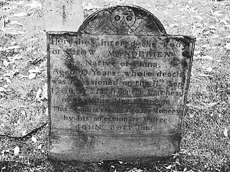 Marker of Chow Manderien, died 1798 (photo from 2008)