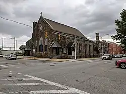 Christ United Methodist Church on Chase Street, the former site of Appold Methodist Episcopal Church where the Mount Tabor Bohemian Methodist congregation originally held services.
