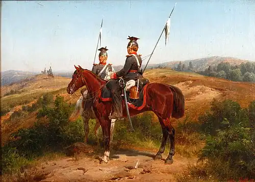 Prussian Uhlans in 1867, canvas by Christian Sell, 1867.
