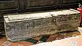 A 13th-century parish chest, dug-out from one trunk of wood, in St Andrew's Church in the village of Nuthurst, West Sussex, England