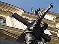 Statue of Christ Christ Bearing His Cross, before the church