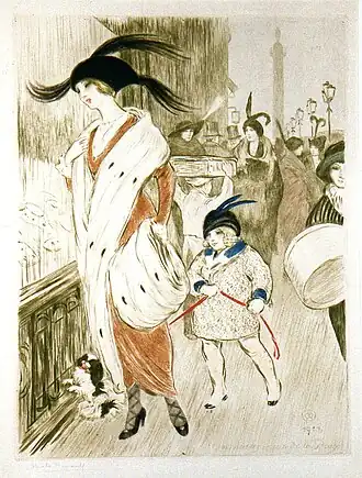 Cinq heures rue de la Paix, drypoint (1912)