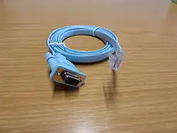 A Cisco rollover cable using the 8P8C Yost standard.
