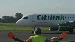 Citilink Airbus A320-200 taxiing at Halim
