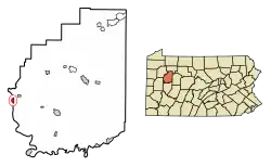 Location of Foxburg in Clarion County, Pennsylvania.