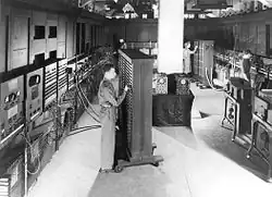 Army officials operating ENIAC at the Moore School of Electrical Engineering.