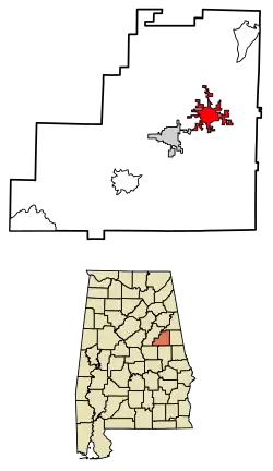 Location of Lineville in Clay County, Alabama.