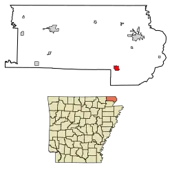 Location of Rector in Clay County, Arkansas.