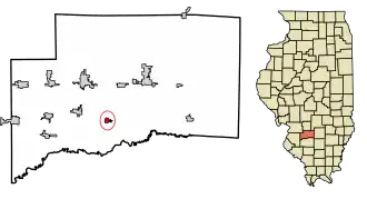 Location of Bartelso in Clinton County, Illinois.