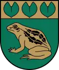 Image 36Frog pictured in the coat of arms of Baloži (from Frogs in culture)