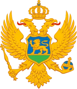 Coat of arms of Montenegro with three crosses pattée wedge on its regalia