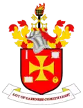 Arms of City of Wolverhampton Council with a stalked fire basket in the crest