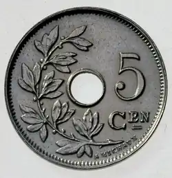 Photo of 5 Centimes Coin with name A. Michaux.