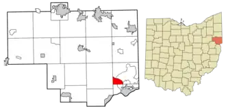 Location of Glenmoor in Columbiana County, Ohio.