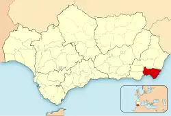 Location of Comarca Metropolitana de Almería in Andalusia, Spain
