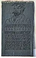 Plaque dedicated to Stanisław Wyspiański