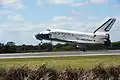Space Shuttle Discovery lands for the final time, at the Shuttle Landing Facility on 9 March 2011.