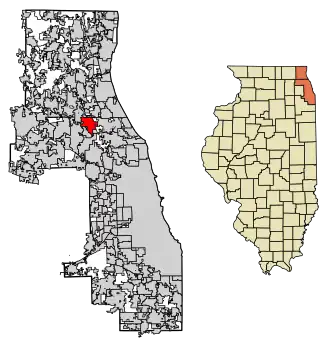 Location of Wheeling in Cook County, Illinois