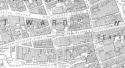 Black and white historical map of Cork City.