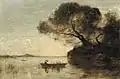 Jean-Baptiste Camille Corot, La sera al lago d'Albano, 1855