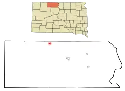 Location within Corson County and South Dakota