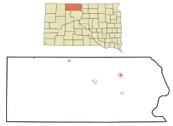 Location in Corson County and the state of South Dakota