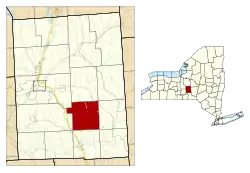 Location within Cortland County and New York
