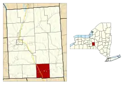 Location within Cortland County and New York