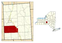 Location within Cortland County and New York