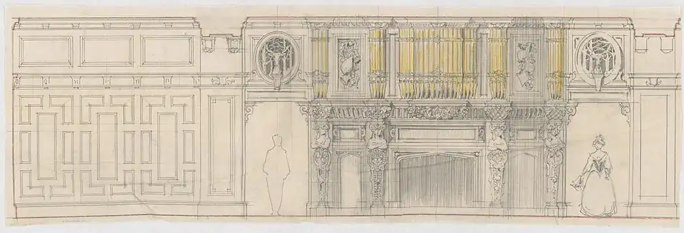 Architectural drawing of Idle Hour's interior, c. 1900-1901