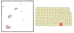 Location within Cowley County and Kansas