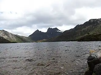 Cradle Mountain from the shore of Dove Lake