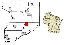 Location of Steuben in Crawford County, Wisconsin.