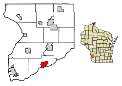 Location of Wauzeka in Crawford County, Wisconsin.