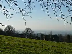 Croft Field with Werneth Low's visitors' centre in the background