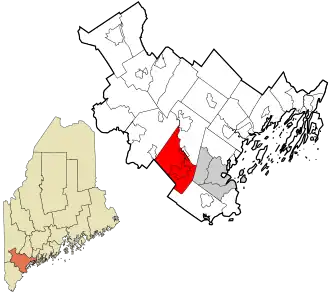 Location in Cumberland County and the state of Maine.