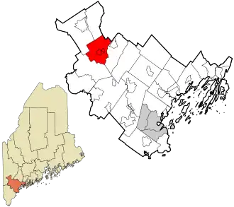 Location in Cumberland County and the state of Maine.