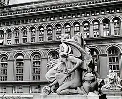 The New York Produce Exchange building seen in 1936, with Four Continents sculptures in foreground