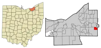 Location in Cuyahoga County and the state of Ohio.