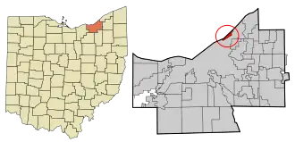 Location in Cuyahoga County and the state of Ohio.