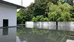 The Water Mirror Garden of the D. T. Suzuki Museum in Kanazawa, Ishikawa Prefecture, Japan, as photographed during the spring of 2015.