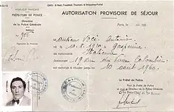 August 1960 Paris proof of residence, no "Innocenzo"
