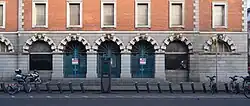 A Dublinbikes docking station in front of the Iveagh Markets building on Francis Street in 2018