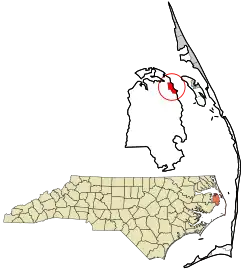 Location in Dare County and the state of North Carolina.