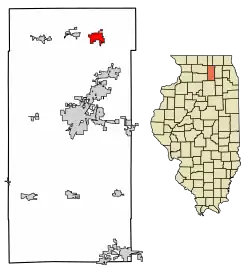 Location of Genoa in DeKalb County, Illinois.