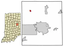 Location of Gaston in Delaware County, Indiana.