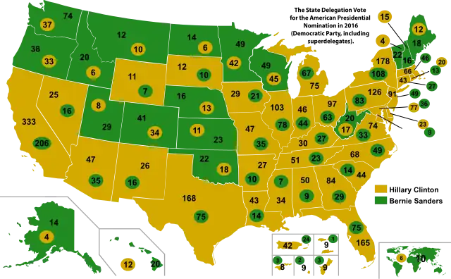 Breakdown of the results in total delegate count, by state