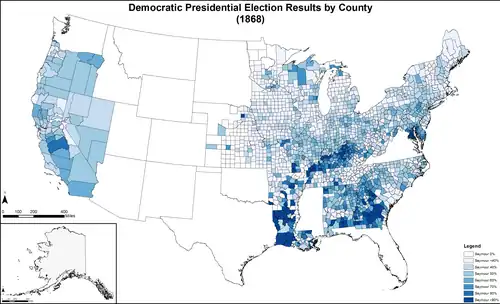 Map of Democratic presidential election results by county