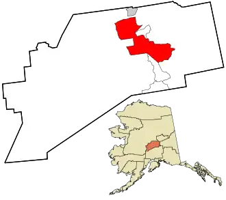 Location in Denali Borough and the state of Alaska.